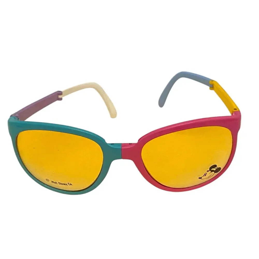 VERY RARE Vintage NIB Disney Minnie Multicolored Foldable Sunglasses with case